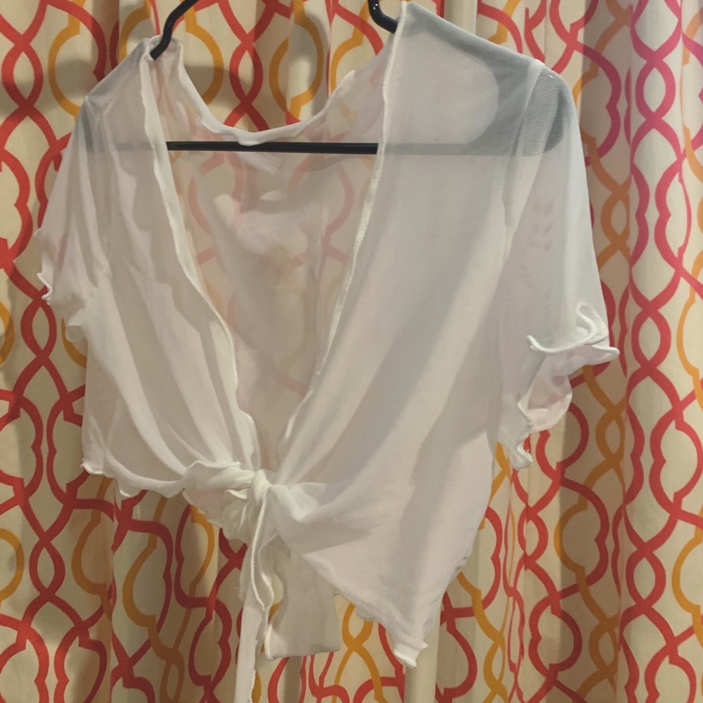 tie-front white (see through) shirt!!